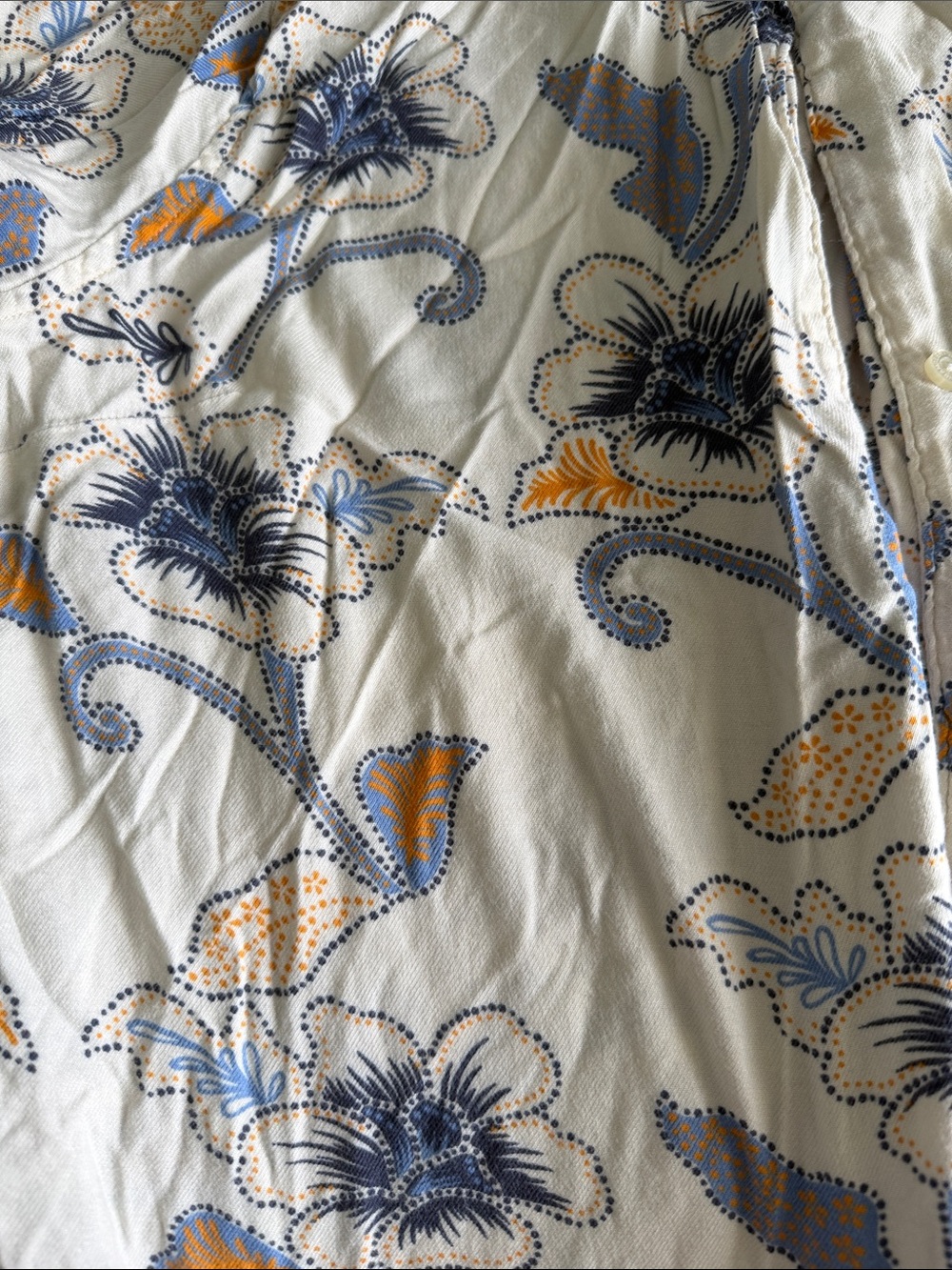 Wrangler Country Western Floral Short-Sleeve Button Shirt Cream Beach Cruise - Picture 2 of 8